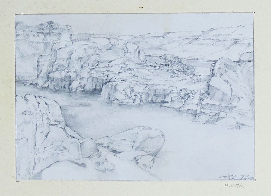 B. Hammerschmidt, Assuan, Ägypten, Bleistiftzeichnung, signiert, 1976-image