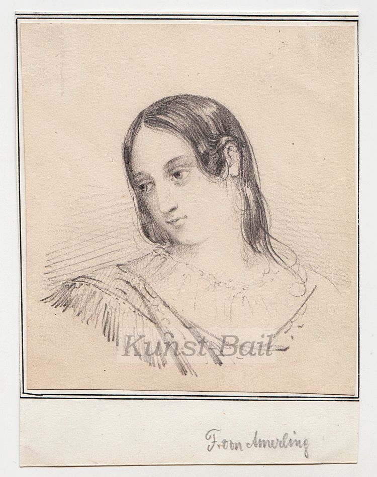 Friedrich von Amerling zugeschrieben, Portrait einer jungen Dame, Bleistift, um 1850-image