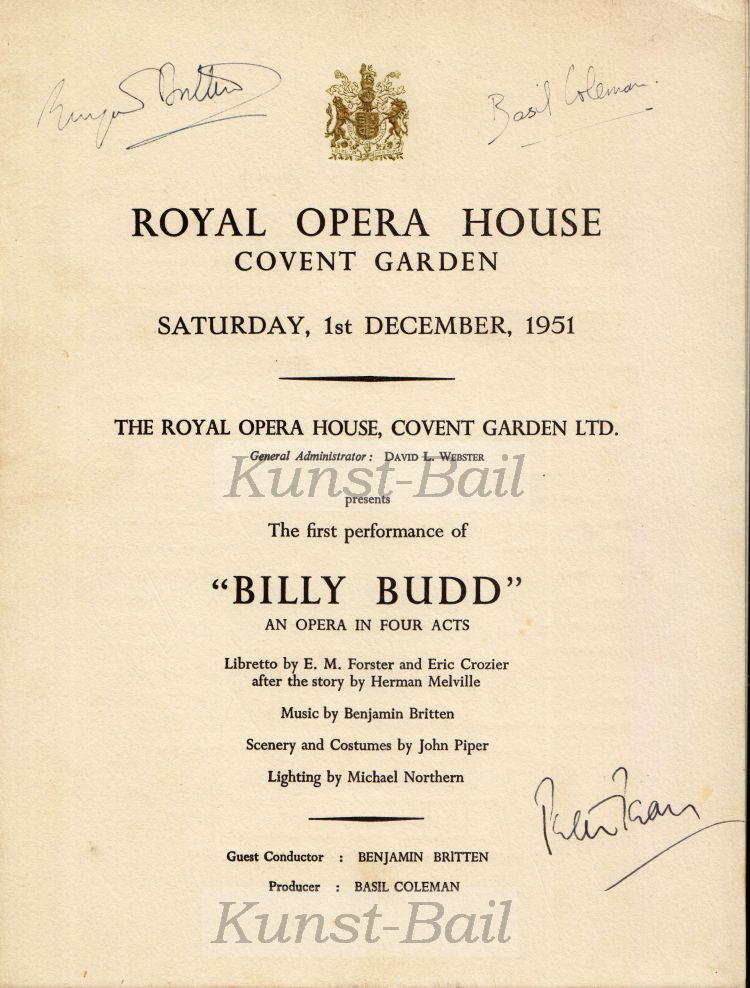 Benjamin Britten, Billy Budd, Programmheft der Uraufführung 1951, mehrfach signiert-image