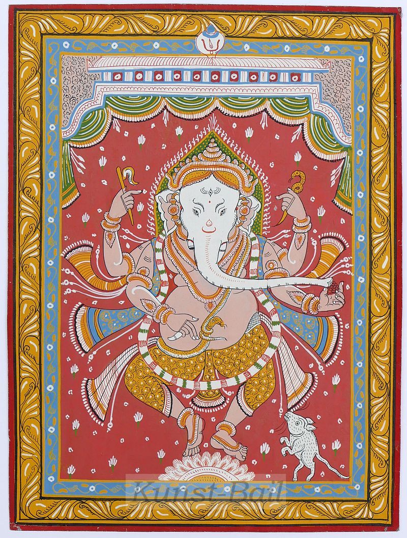 Ganesha, Guache auf Leinen, Indien, 2. Hälfte 20. Jahrhundert-image