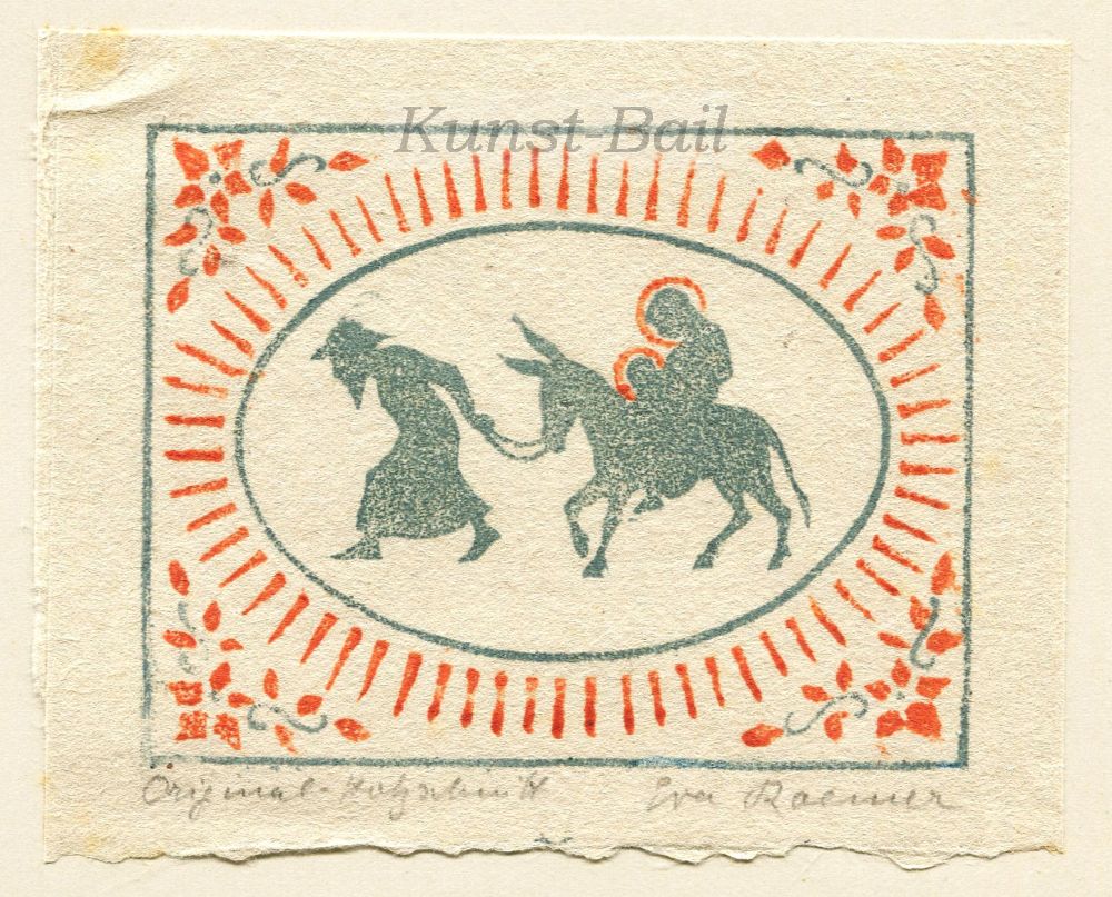 Eva Roemer, o.T. (Heilige Familie), Farbholzschnitt, signiert