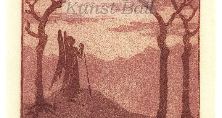 Eva Roemer, Hüter, ist die Nacht bald hin?, Farbholzschnitt, signiert