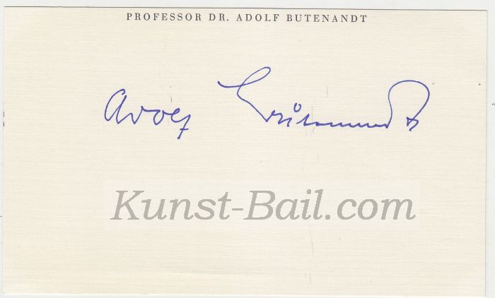 Adolf Butenandt (Nobelpreisträger für Chemie), Autogramm auf Autogrammkarte-image