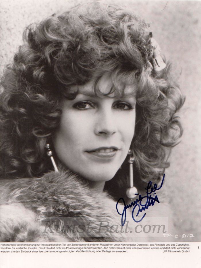 Jamie Lee Curtis, Autogramm auf Portraitfoto, 1980er-image