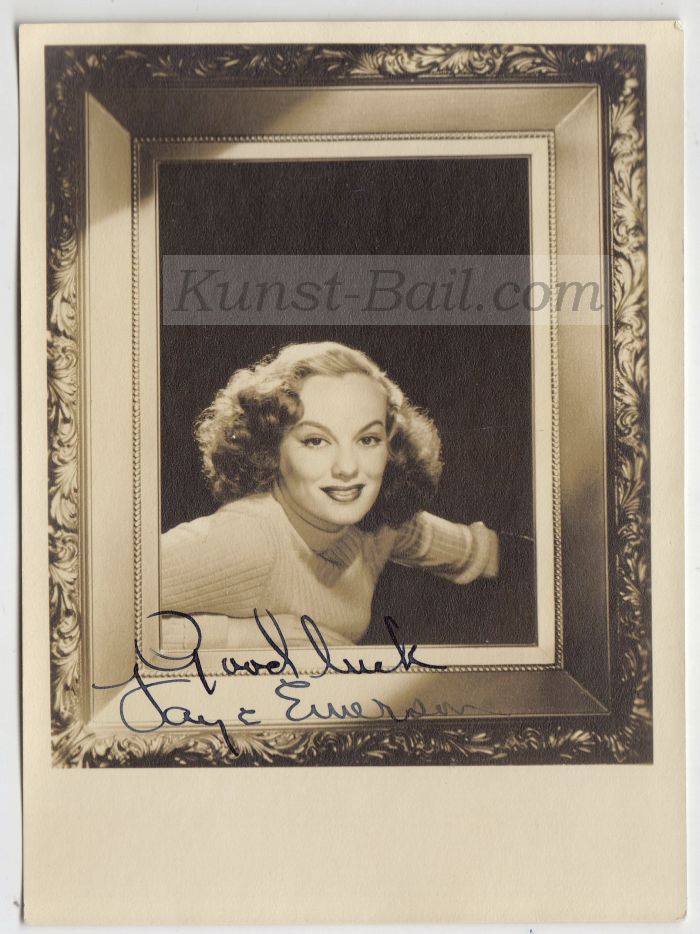 Faye Emerson, Autogramm auf Portraitfoto, um 1950-image