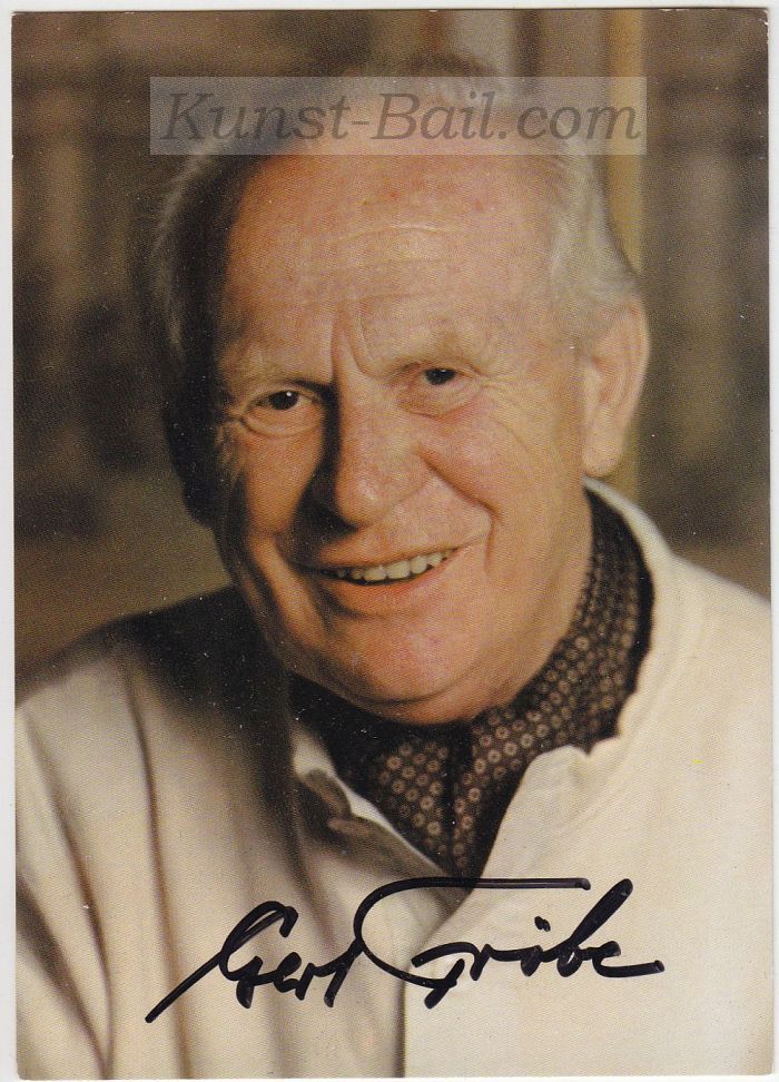 Gert Fröbe, Autogramm auf Portrait-Postkarte-image