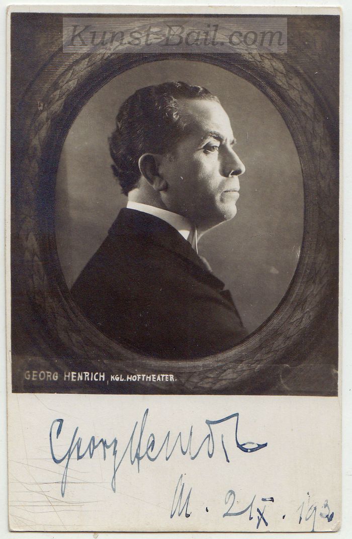 Georg Henrich, Autogramm und Schillerzitat auf Starpostkarte, 1920-image