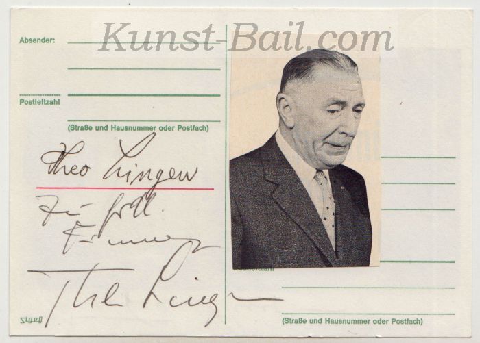 Theo Lingen, 2 Autogramme auf Blanko-Postkarte-image