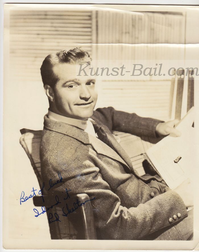 Red Skelton, Autogramm mit Widmung auf Groß-Foto, 1950er Jahre-image