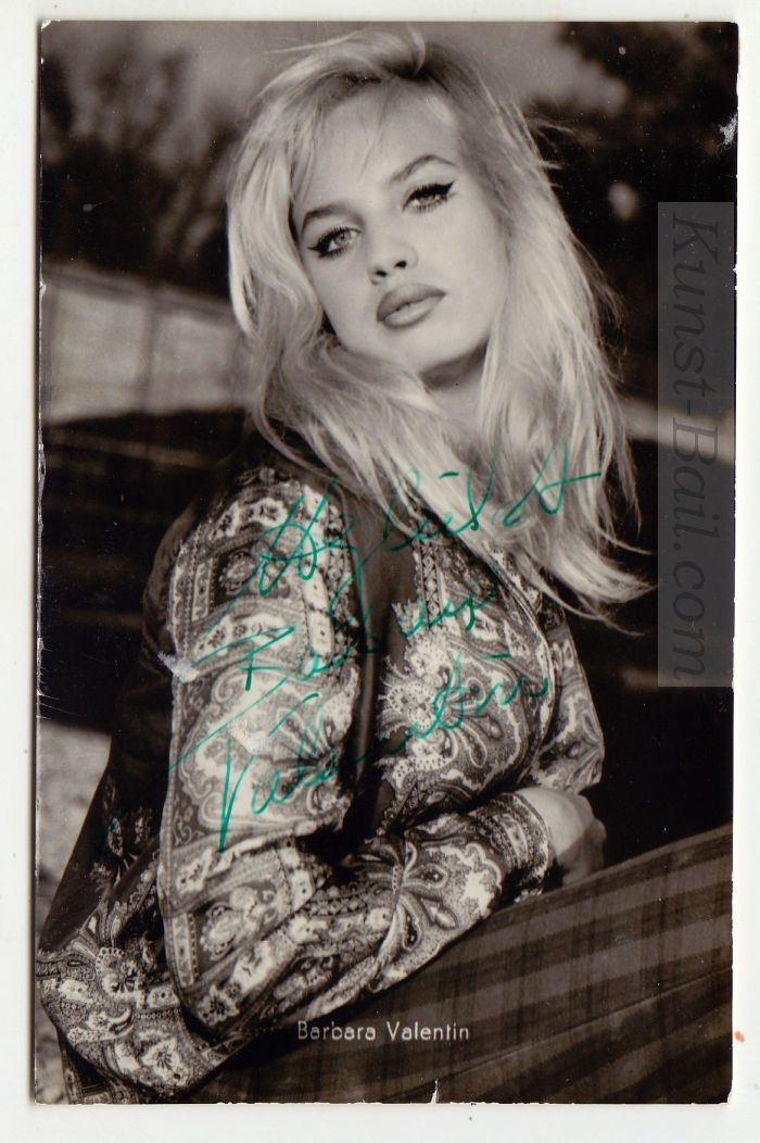 Barbara Valentin, Autogramm auf Star-Postkarte, 1960er-image