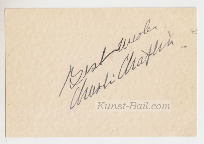 Charlie Chaplin, Autogramm auf Karte-image