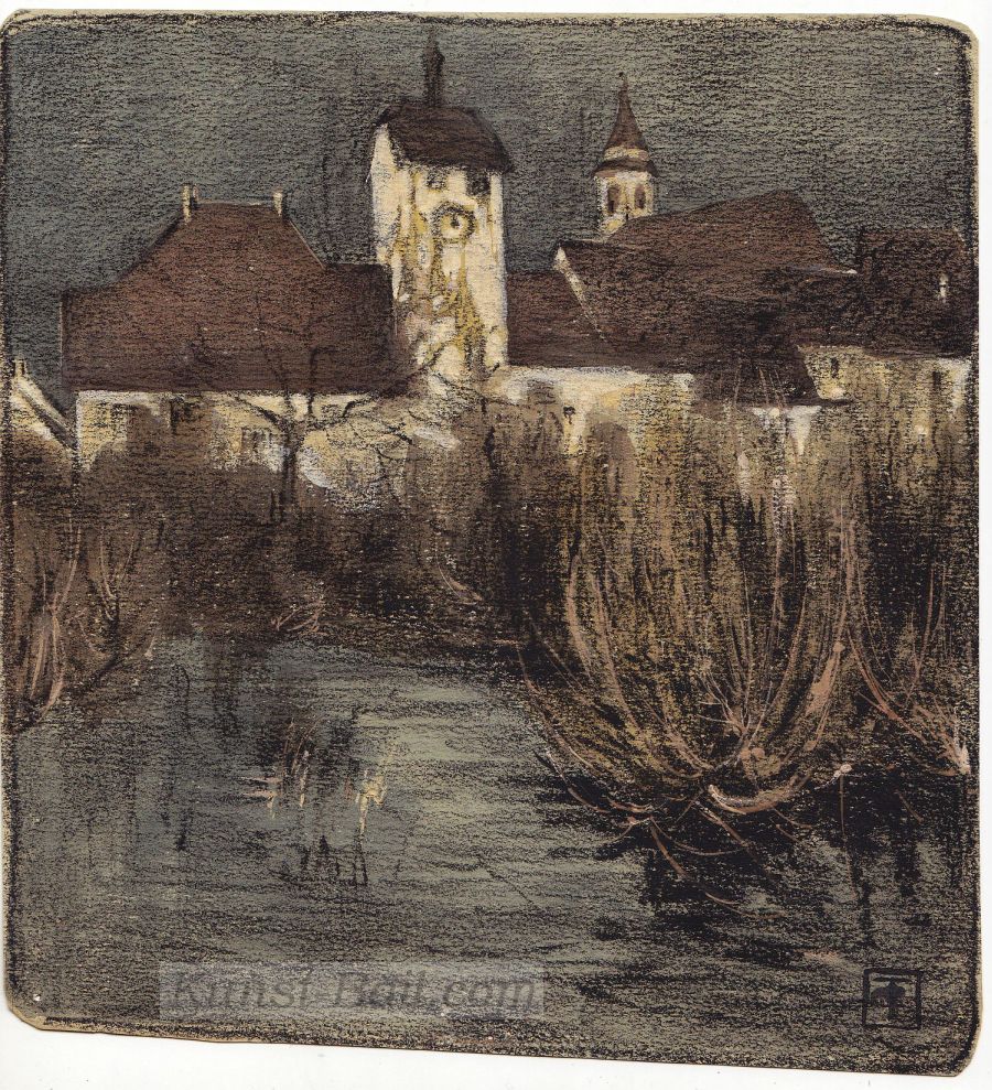 Erich Nikutowski, Waldshut, Kohle, aquarelliert auf Papier, 1904-image