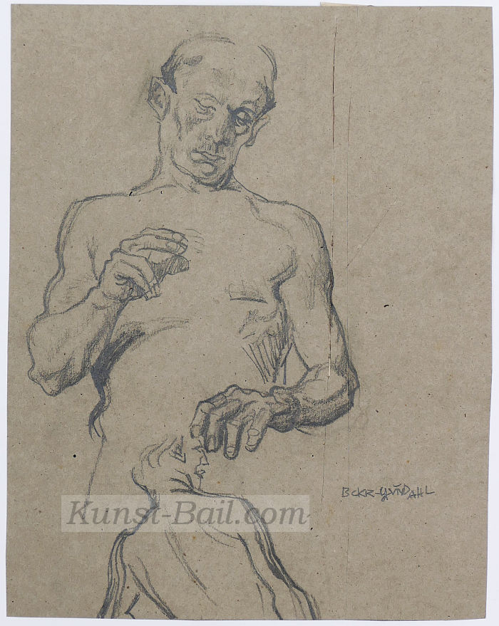 Carl Johann Becker-Gundahl, Bewegungsstudie, Bleistift, signiert-image