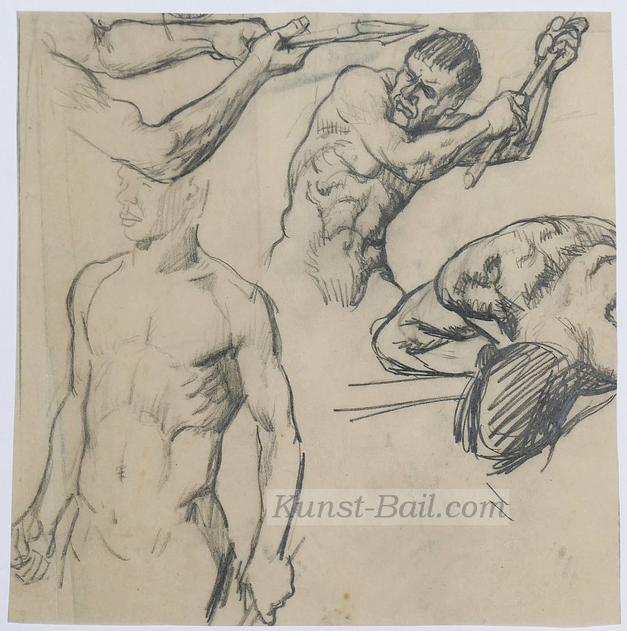 Carl Johann Becker-Gundahl, Krieger-Studien, Bleistift-image