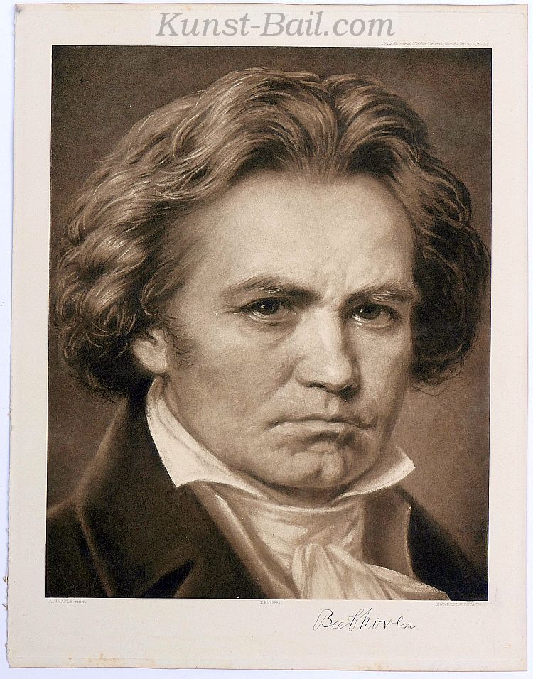 Ludwig van Beethoven, Phantasie-Portrait, Brustbild en face, Heliogravure von Hanfstaengl nach Albert Gräefle, um 1890/1900-image