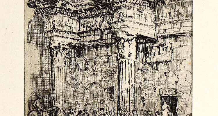 Herta Czoernig-Gobanz, Nerva-Forum in Rom, Radierung, signiert, um 1920.