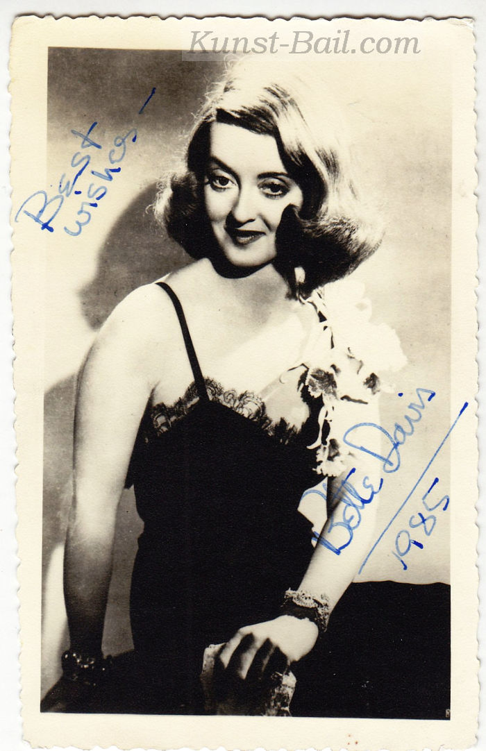 Bette Davies, zwei Autogramme mit Widmung, 1985-image