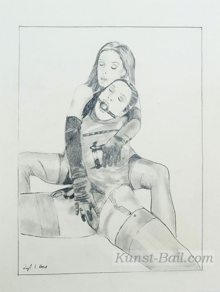 Horst Dengler, o. T. (Fetisch), Kohlezeichnung, signiert, 2001.-image