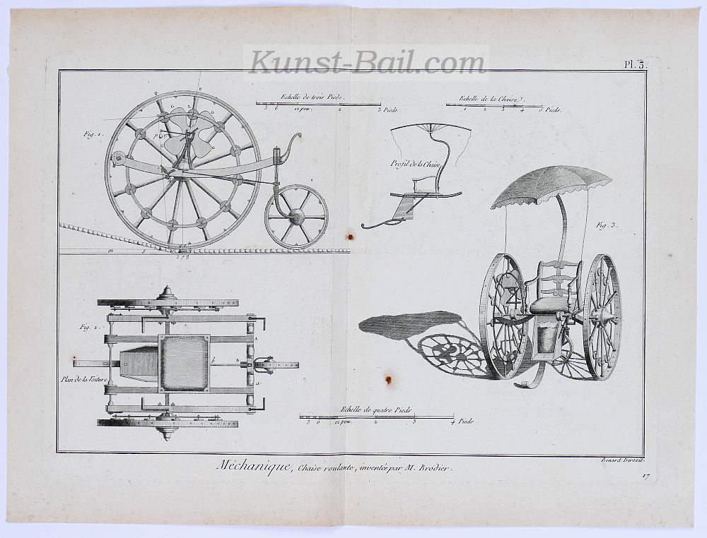 Diderot, Rollstuhl (Chaise roulante, inventee par M. Brodier), Kupferstich, Paris um 1770/90-image
