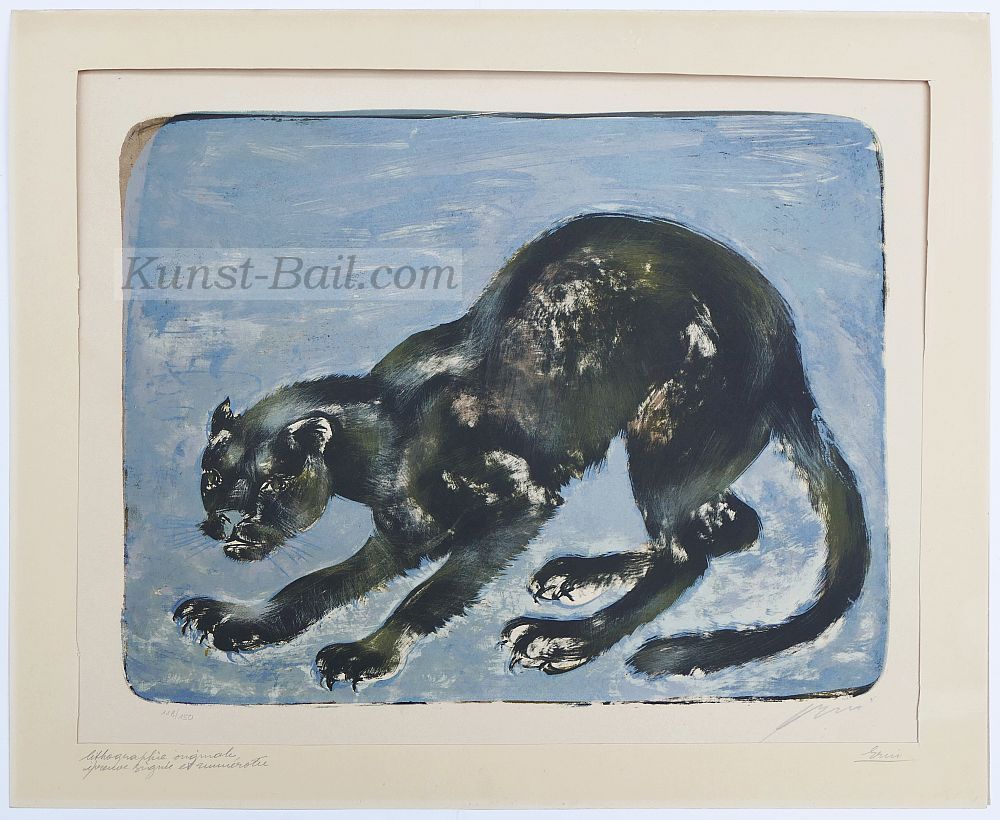 Hans Erni, Le Panthere Noir, Farblithographie, 1959, signiert, nummeriert