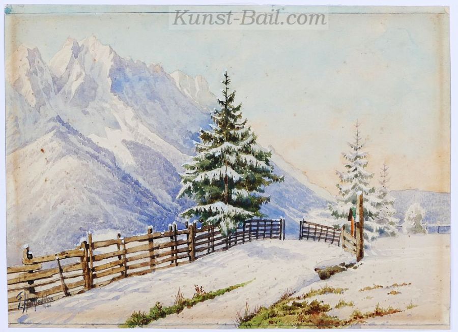Hollfelder Friedrich, Partie bei Garmisch, Aquarell, signiert, 1946-image