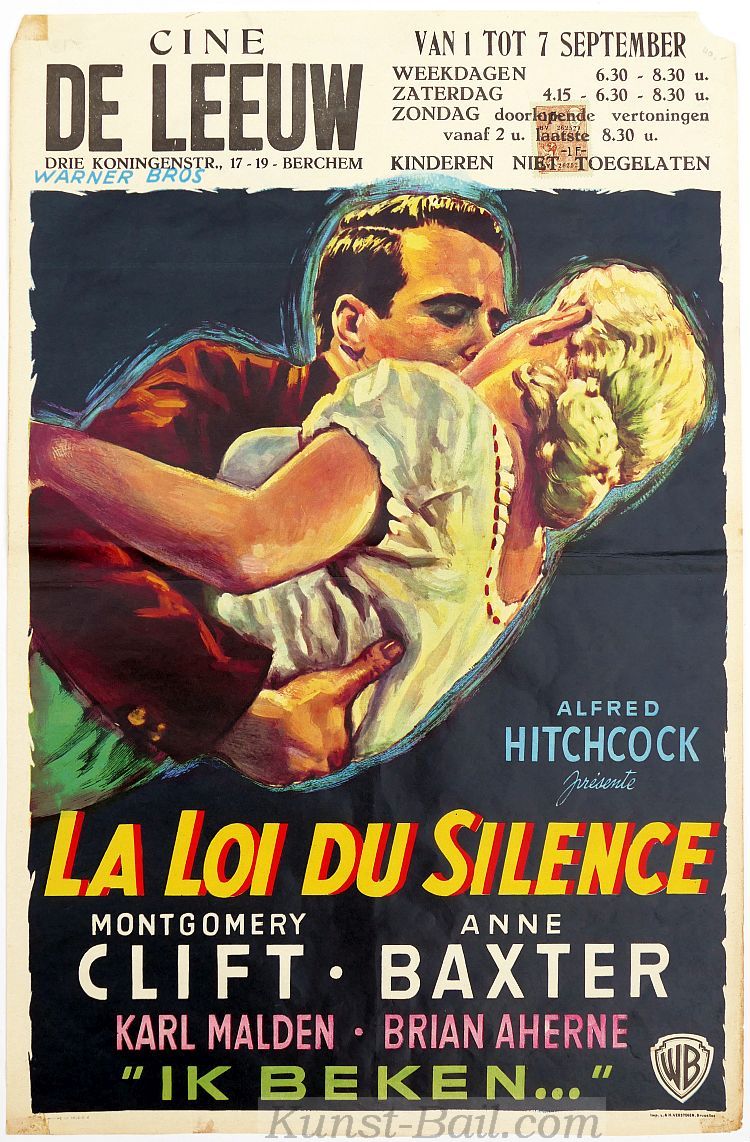Alfred Hitchcock „La loi du silence“ (I Confess / Ich beichte), Belgisches Original-Filmplakat, 1953-image