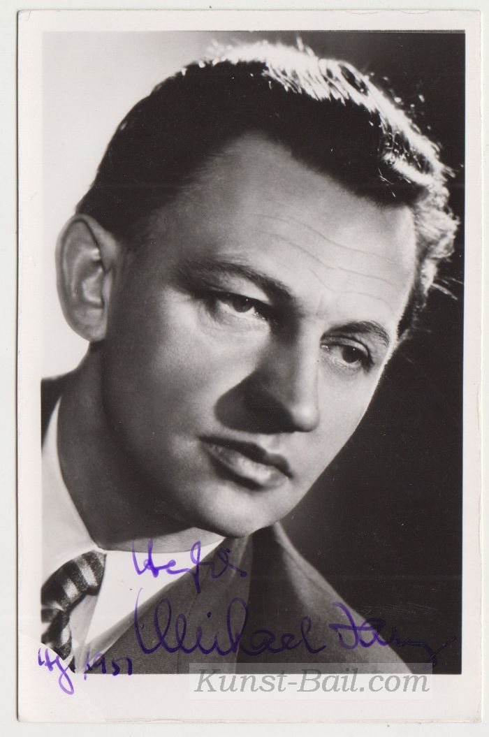Michael Jary, Autogramm auf Portraitfoto, 1957-image
