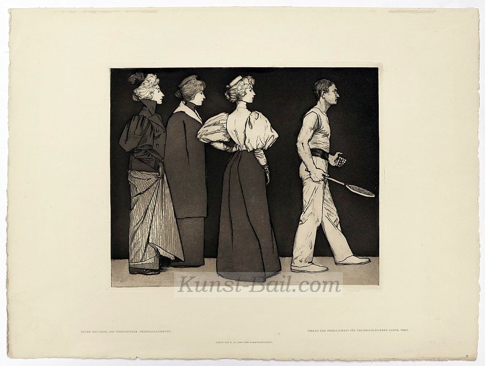 Eugen Kirchner, Die Tennisspieler, Originalradierung, um 1910-image