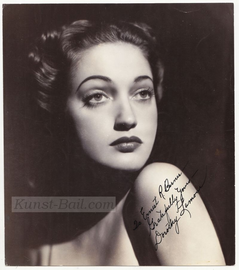 Dorothy Lamour, Autogramm mit Widmung auf Großfoto-image