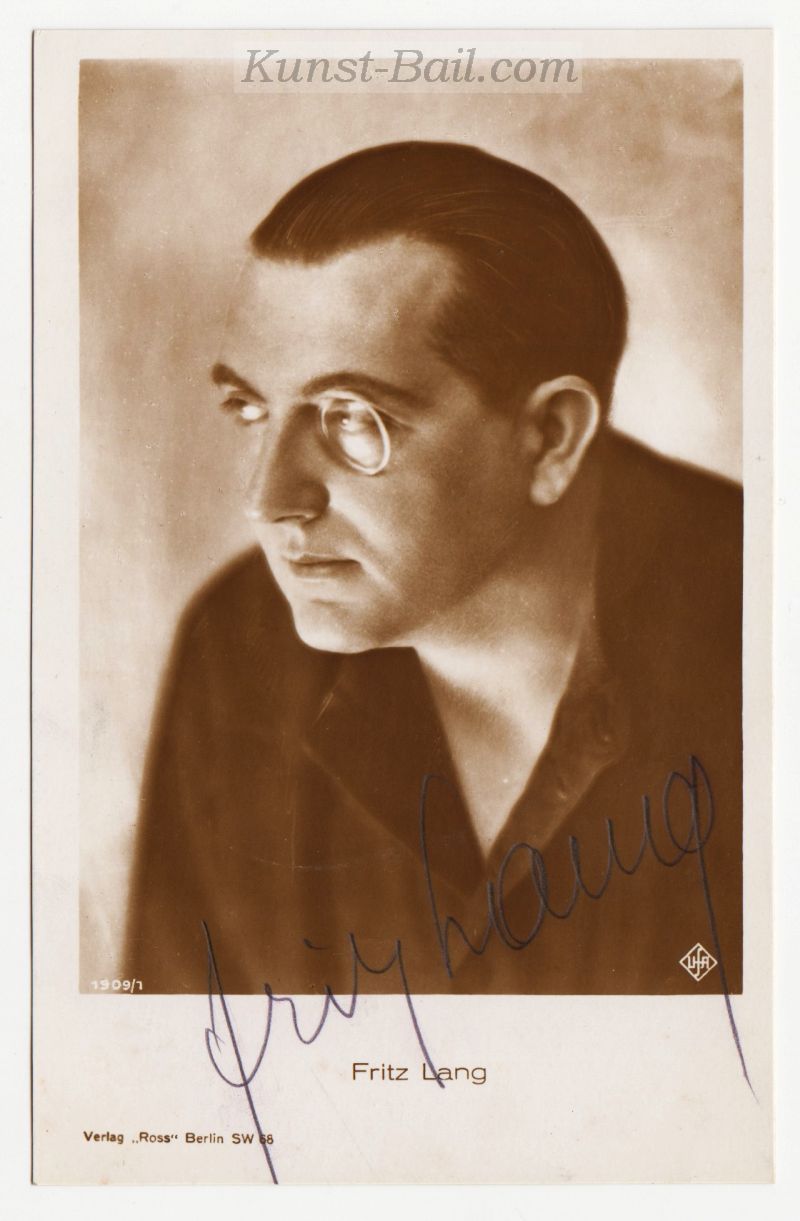 Fritz Lang, Autogramm auf Portrait-Postkarte, 1920er-image