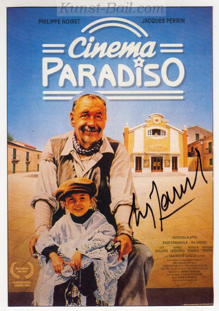 Philippe Noiret, Autogramm auf Plakatkarte-image