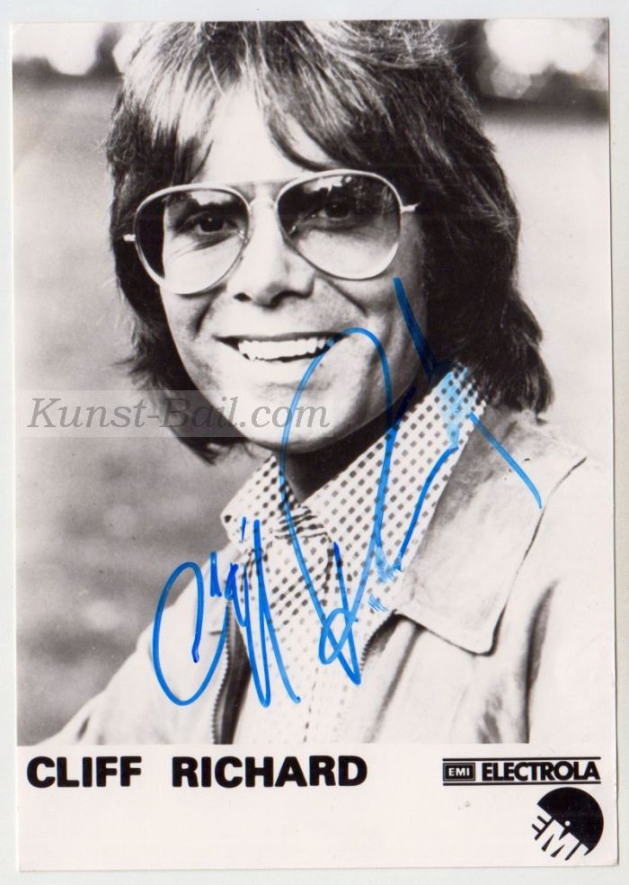 Cliff Richard, Autogramm auf Portraitfotographie-image