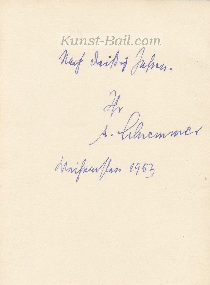 Adalbert Schremmer, Autogramm mit Widmung, rückseitig auf Portraitfoto, 1953-image