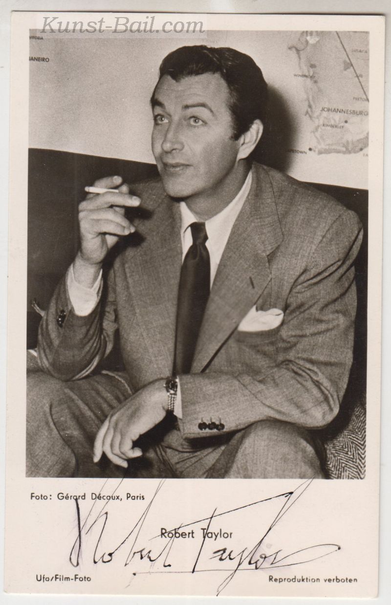 Robert Taylor, Autogramm auf Postkarte-image