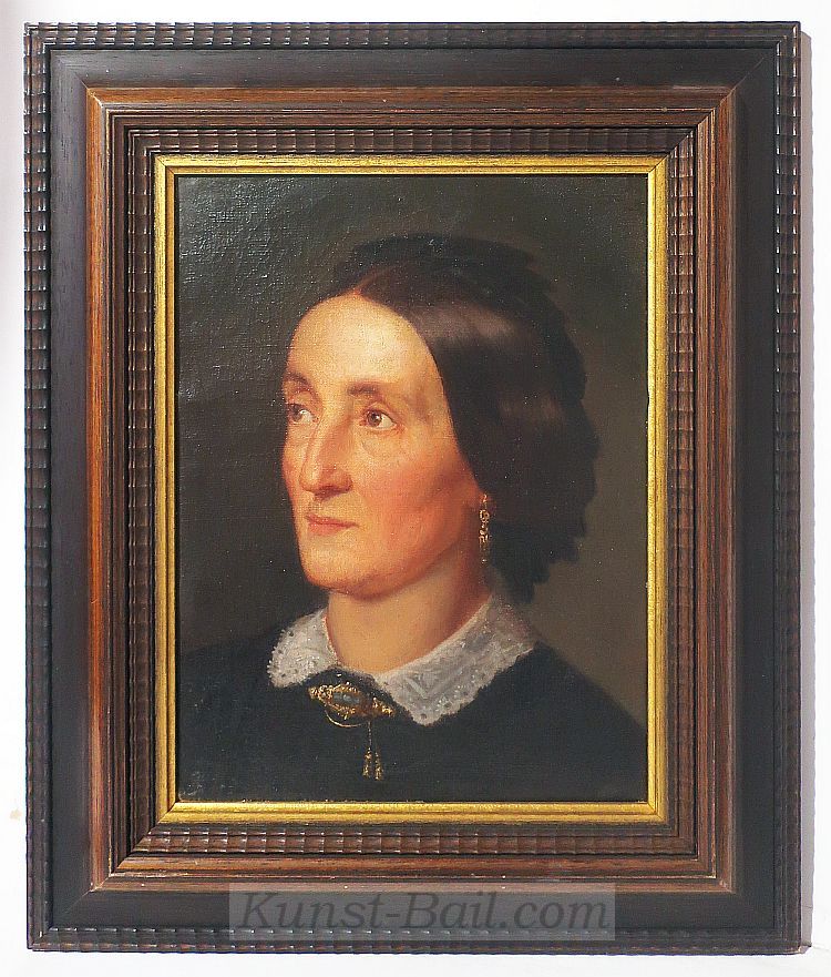 Unbekannter Künstler, Frauenportrait, Öl auf Leinwand, um 1850-image