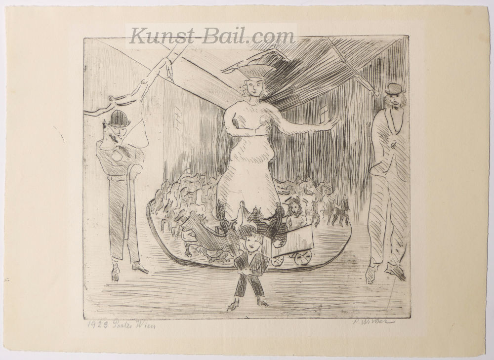 Paula Wimmer, 1928 Prater Wien, Radierung, signiert-image