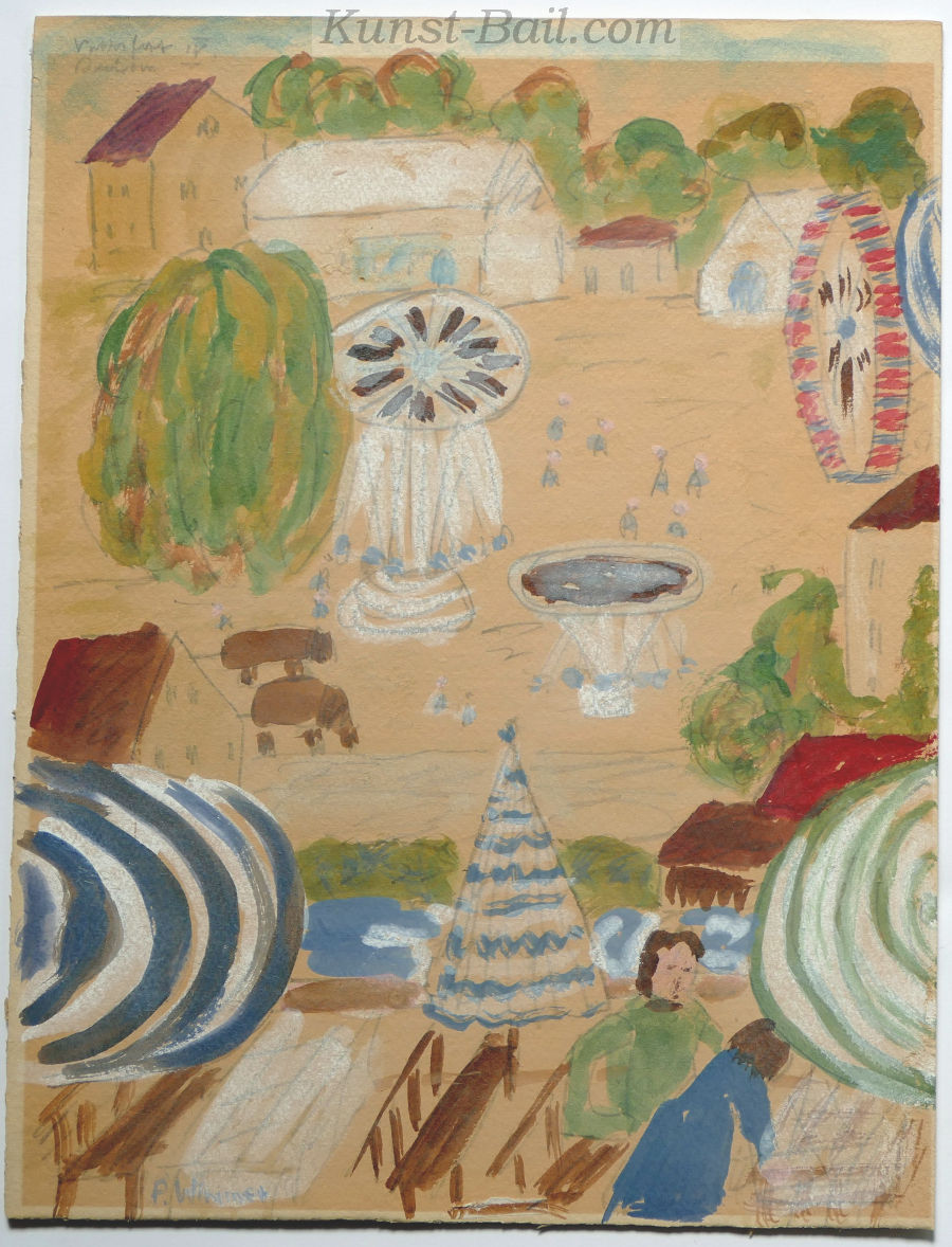 Paula Wimmer, Volksfest IV München, Aquarell, bezeichnet, signiert, rückseitig mit Bleistiftzeichnung-image