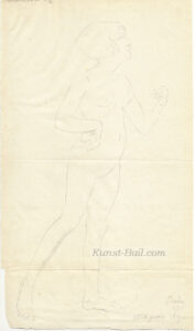 Jeanne Bardey, stehener weiblicher Akt, Bleistift, signiert, in: Pierre Louys, Une Volupte Nouvelle, VA, 1929-image