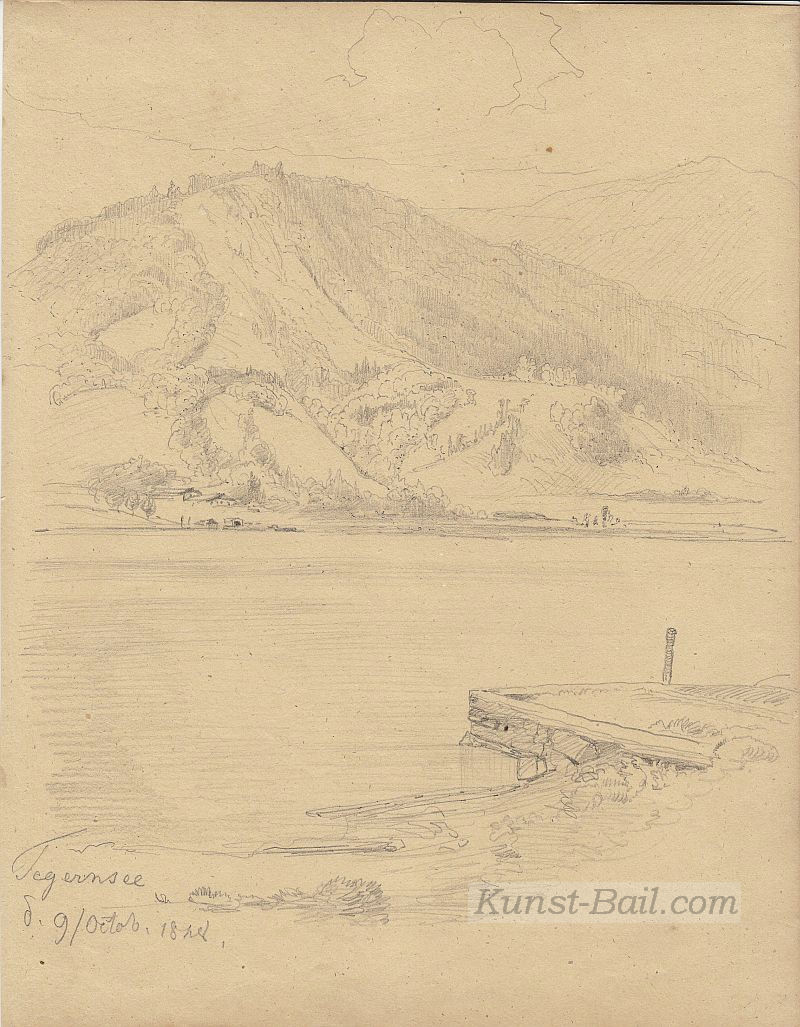 Kaspar Braun, Tegernsee, Bleistift, bezeichnet, 1848-image