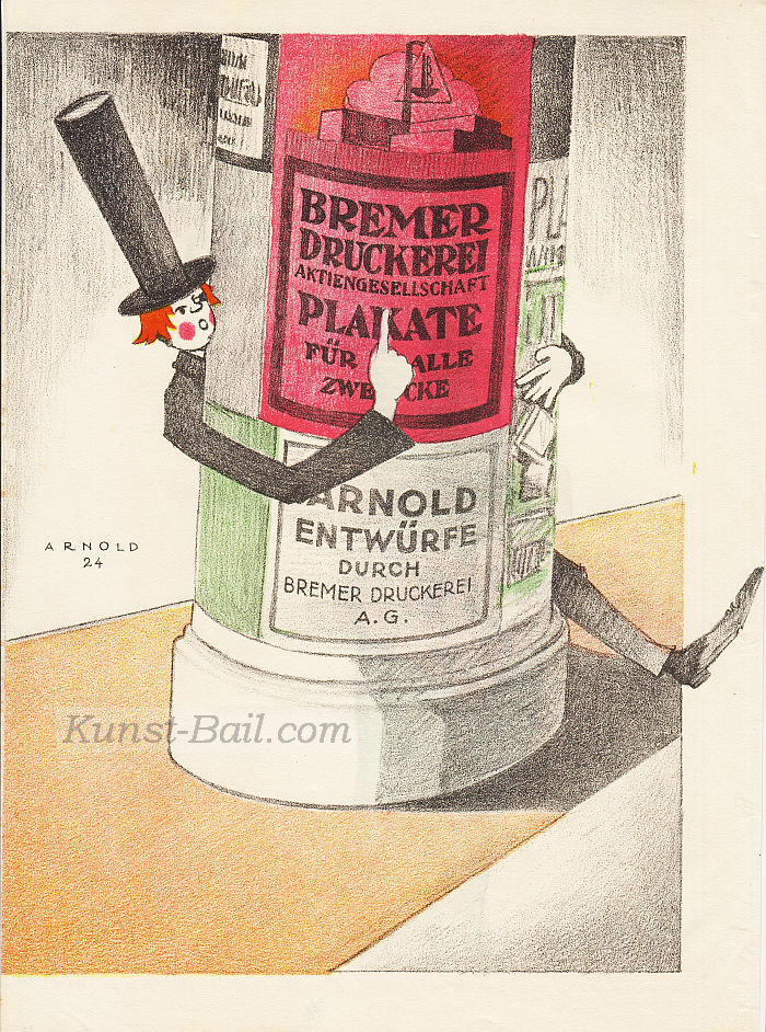 Werbegraphik: Bremer Druckerei, Kleinplakat, beidseitig bedruckt, 1924-image