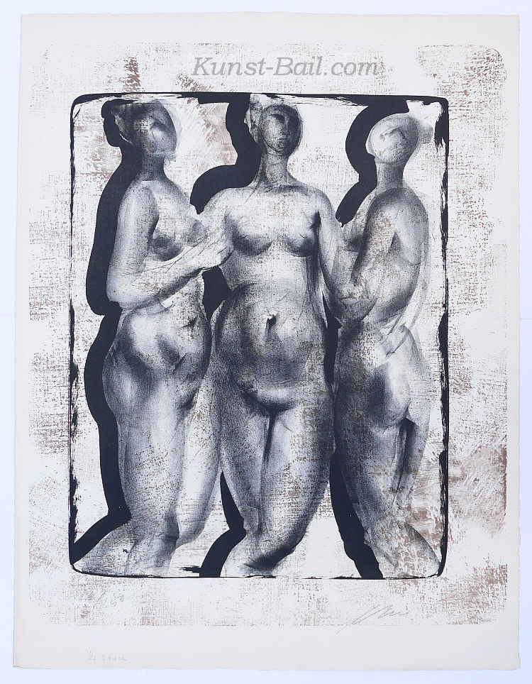 Hans Erni, Les Trois Graces, Lithographie, signiert, nummeriert, bezeichnet
