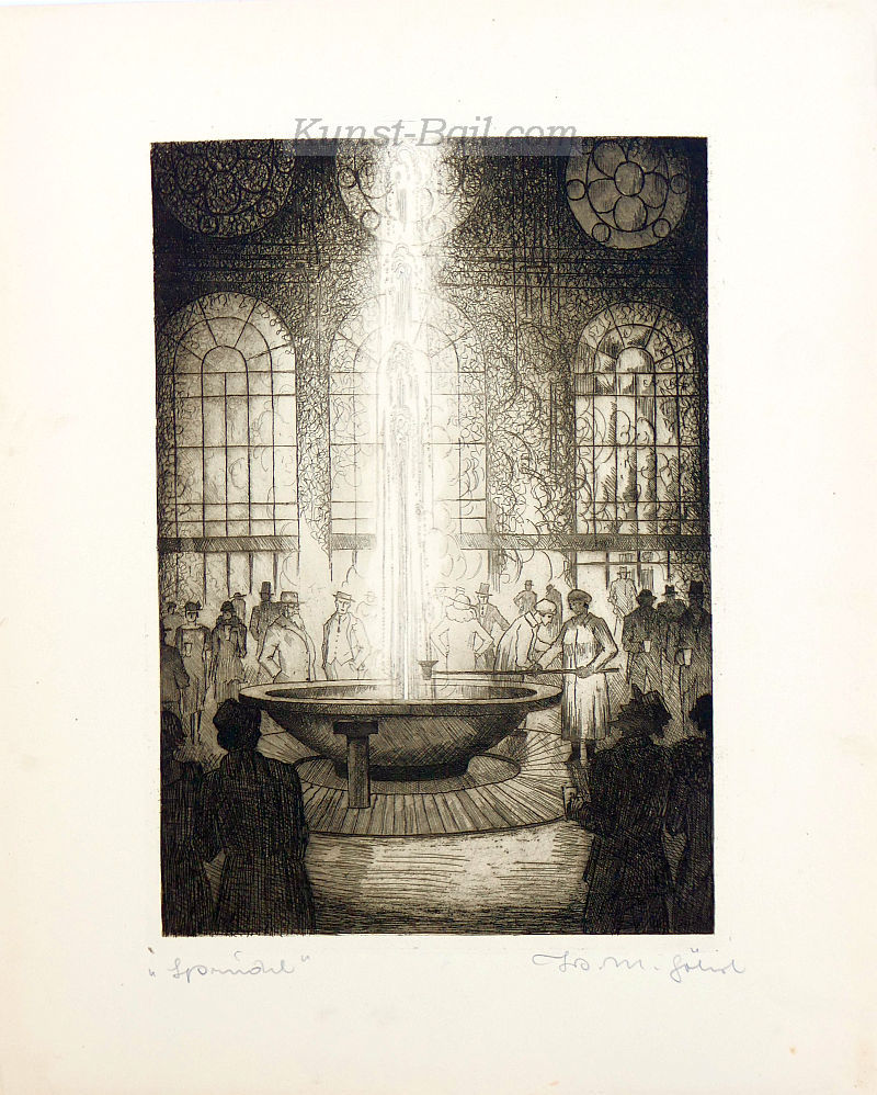 Josef Michael Göhsl, Sprudel, Radierung, signiert, bezeichnet, um 1925-image