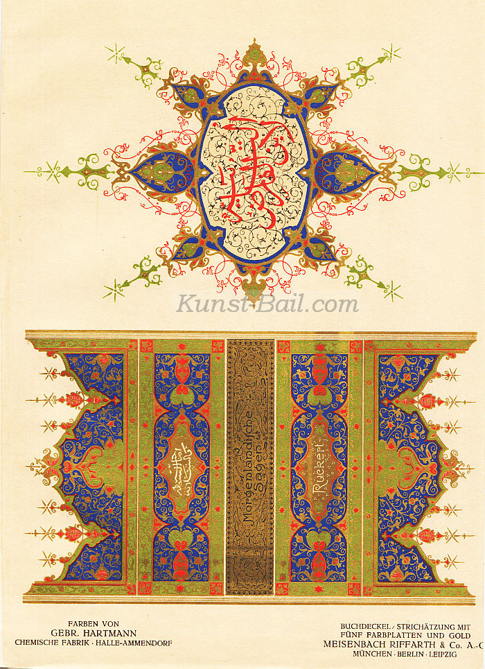 Werbegraphik: Farben von Gebr. Hartmann - Buchdeckel, Strichätzung mit fünf Farbplatten und Gold, goldgehöht, 1924-image