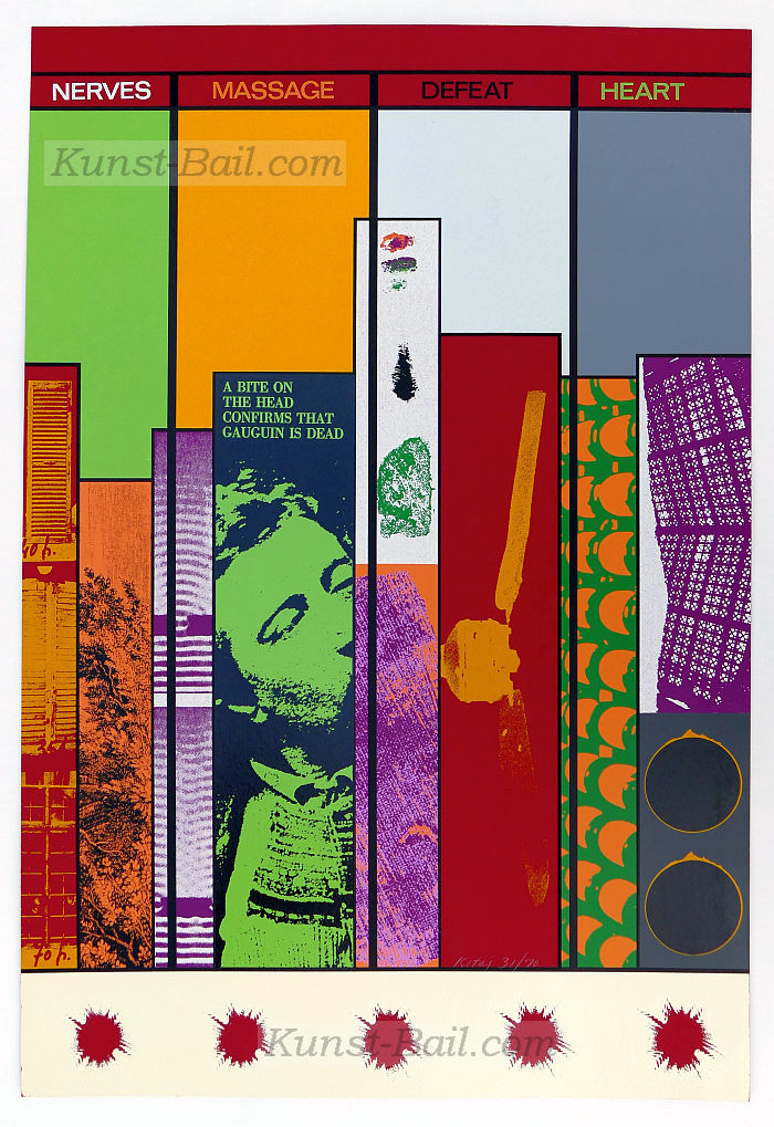 R. B. Kitaj, Nerves. Massage. Defeat. Heart. Siebdruck, signiert, nummeriert-image