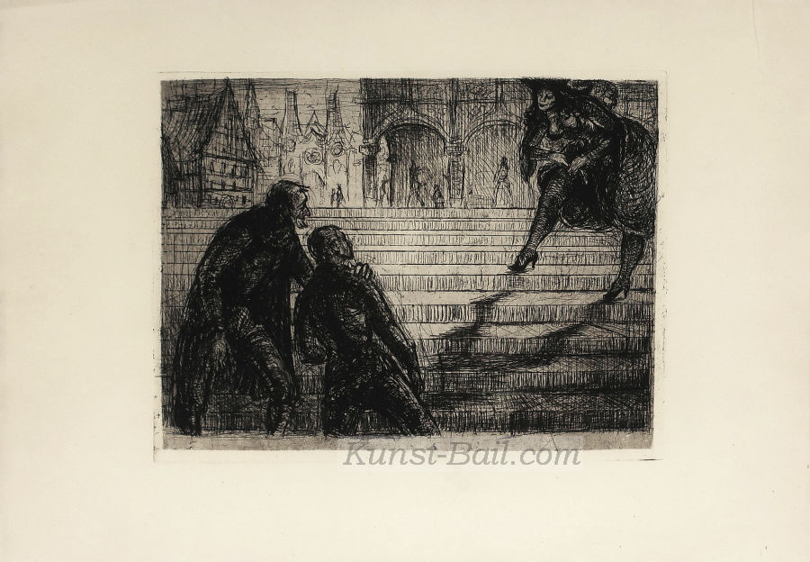 Helmut Lang, Versuchung, Radierung, nicht signiert, 1947/48