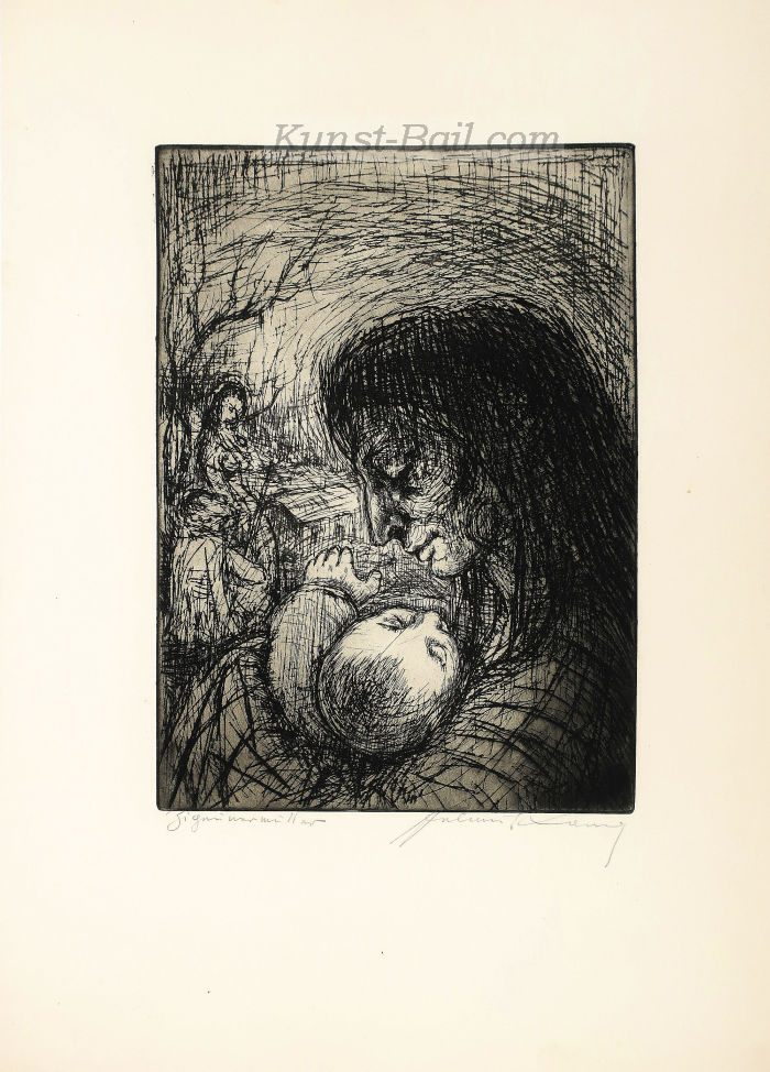 Helmut Lang, Zigeunermutter, Radierung, signiert und bezeichnet, 1947/48