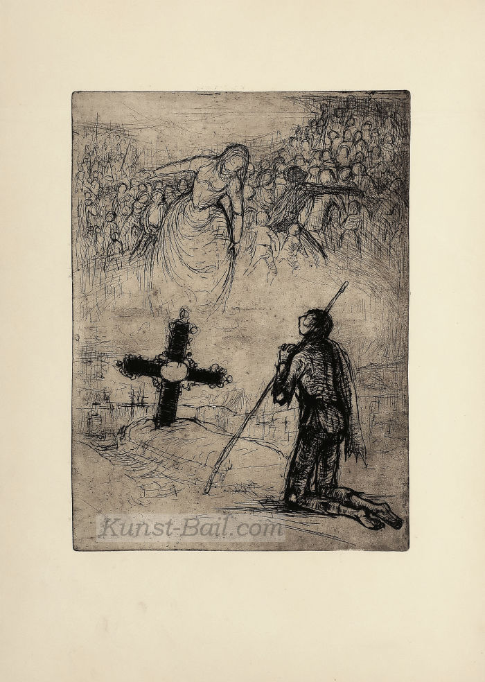Helmut Lang, Zwiesprache, Radierung, nicht signiert, 1947/48