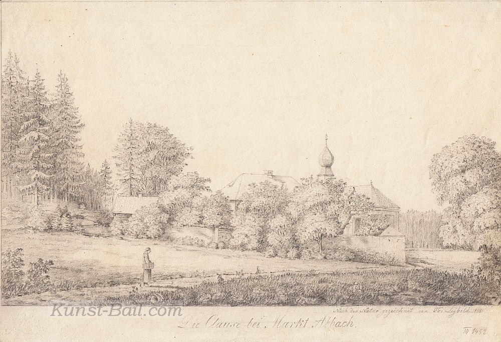 Johann Friedrich Leybold, Die Klause bei Markt Abbach, Bleistift, signiert, datiert 1818-image