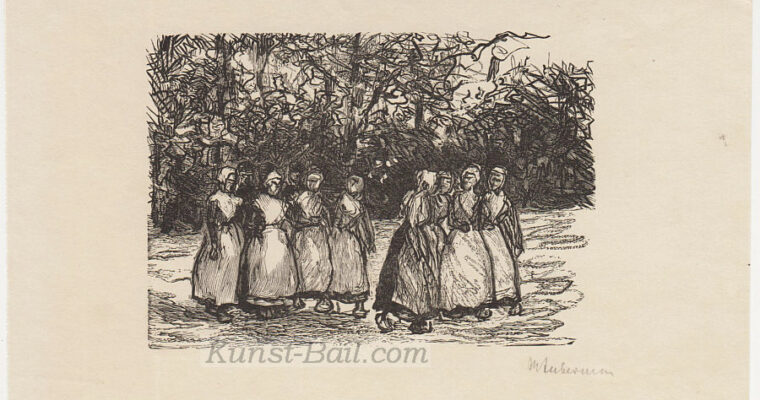 Max Liebermann, Holländische Mädchen, Holzschnitt, signiert, 1911