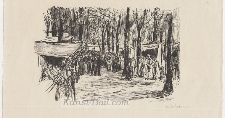 Max Liebermann, Holländische Kirmes, Holzschnitt, signiert, 1922